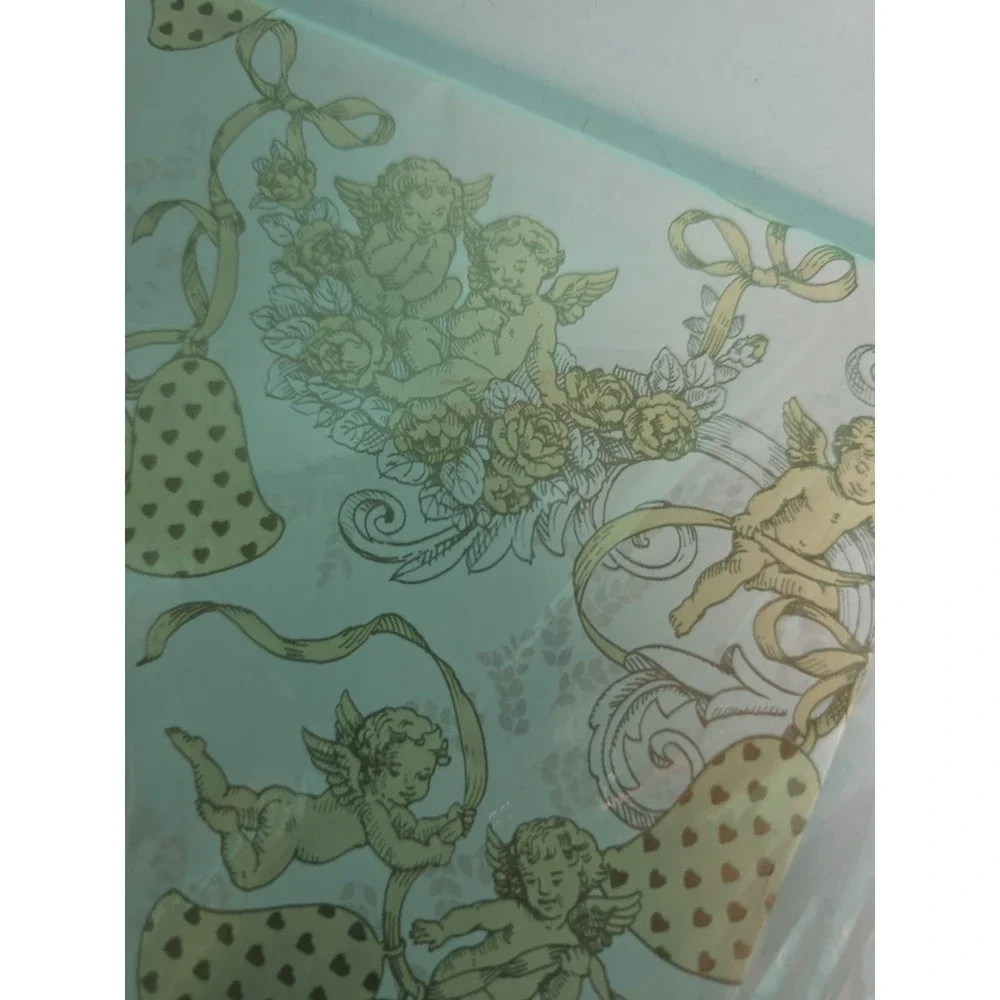 Vintage american greetings gift wrap angels wedding bells two sheets sealed
